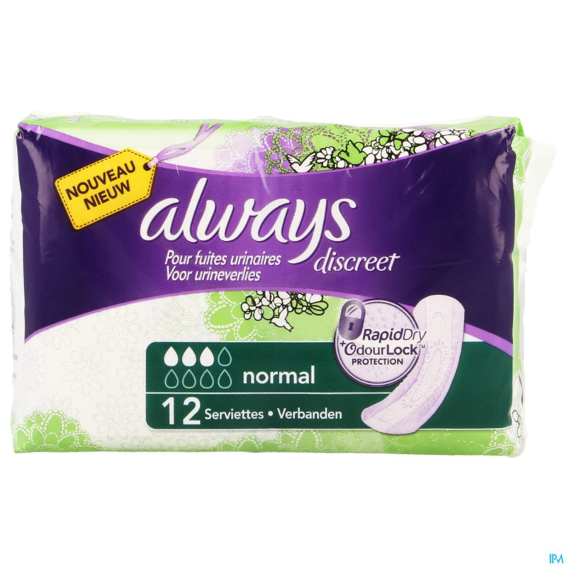 Always discreet incontinence pad normal    12