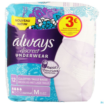 Always discreet incontinence pants m taille bas 12