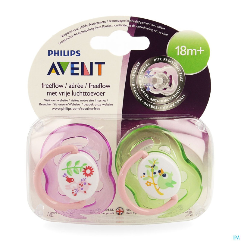 Philips avent sucette fash. 18m+ animal bleu/rose