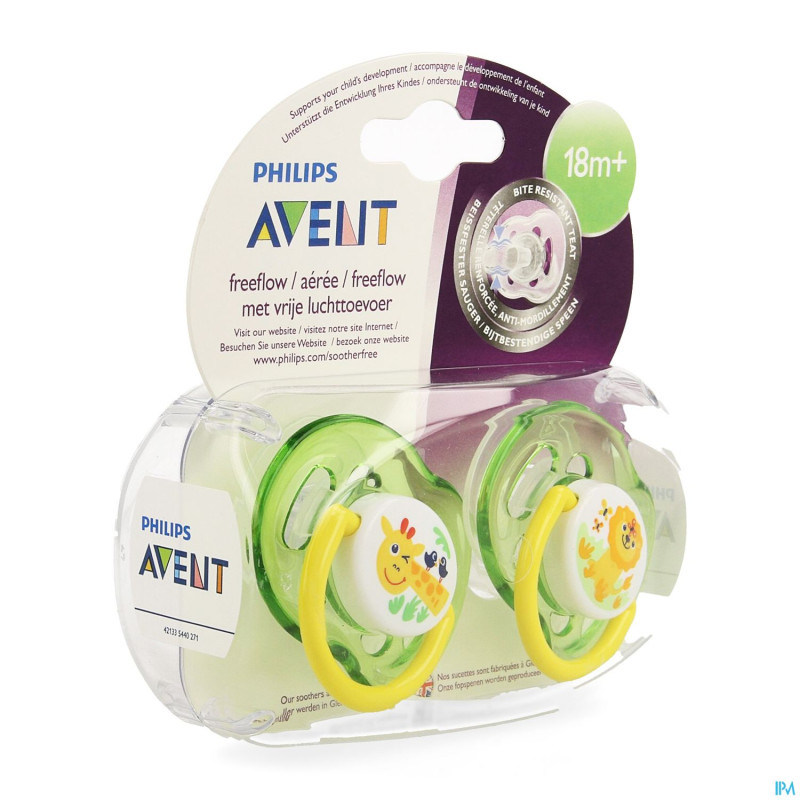 Philips avent sucette fash. 18m+ animal vert