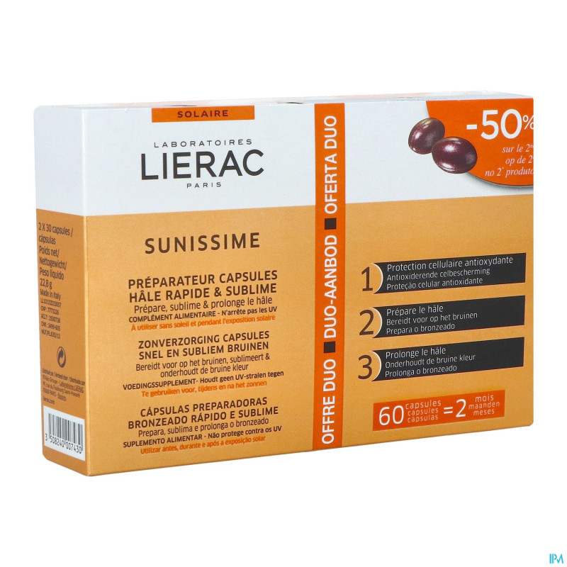 Lierac sunissime duo bronzage    blister caps 2x30