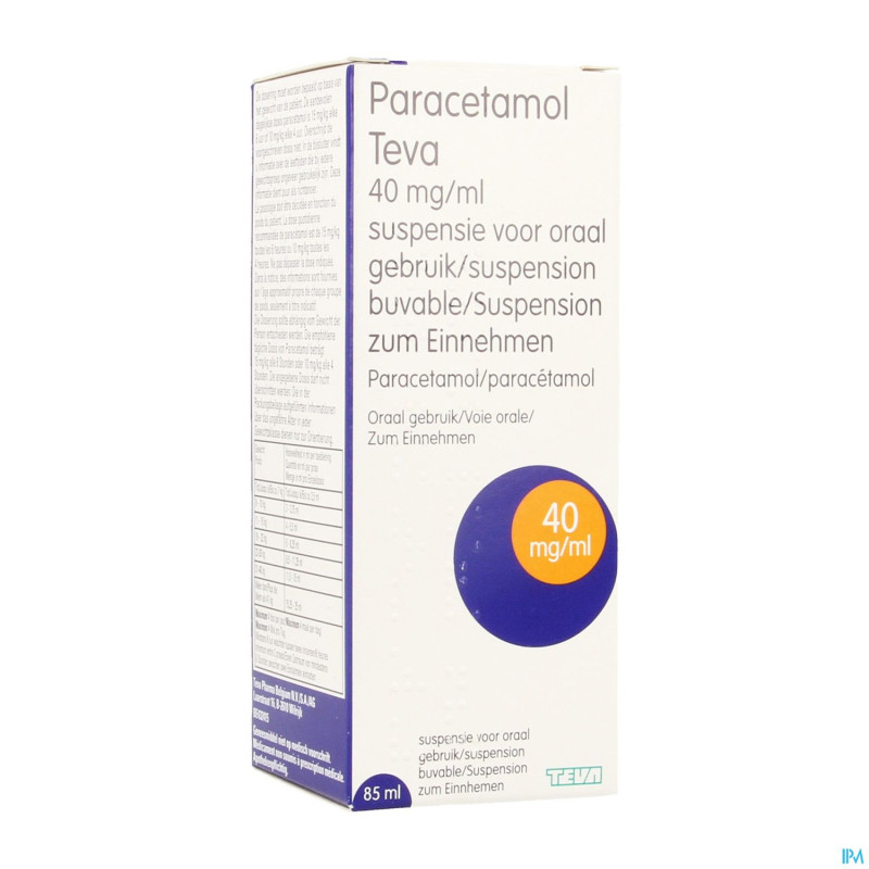 Paracetamol teva 40mg/ml susp buvable  85ml