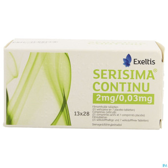 Serisima continu 2mg/0,03mg comp pell 13 x 28