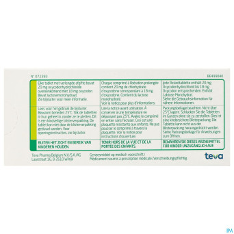 Oxycodone teva 20mg liber.prolongee comp  30