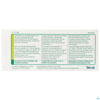 Oxycodone teva 40mg liber.prolongee comp  60