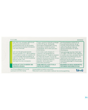 Oxycodone teva 40mg liber.prolongee comp  60