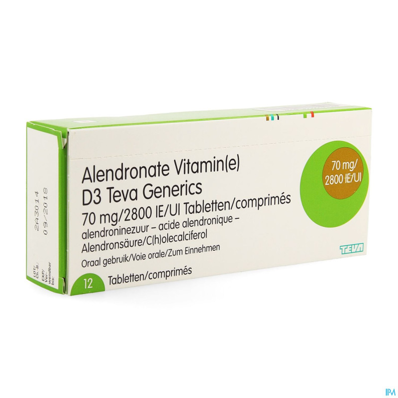 Alendronate vit d3 teva generics 70mg/2800ui 12