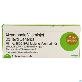 Alendronate vit d3 teva generics 70mg/2800ui 12