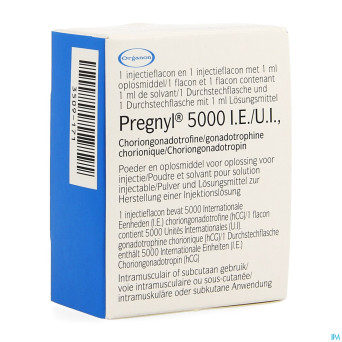 Pregnyl 5000ui pdr + solv pour sol inj fl inj 1
