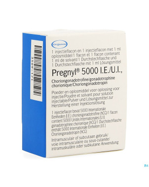 Pregnyl 5000ui pdr + solv pour sol inj fl inj 1