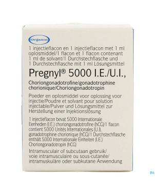 Pregnyl 5000ui pdr + solv pour sol inj fl inj 1