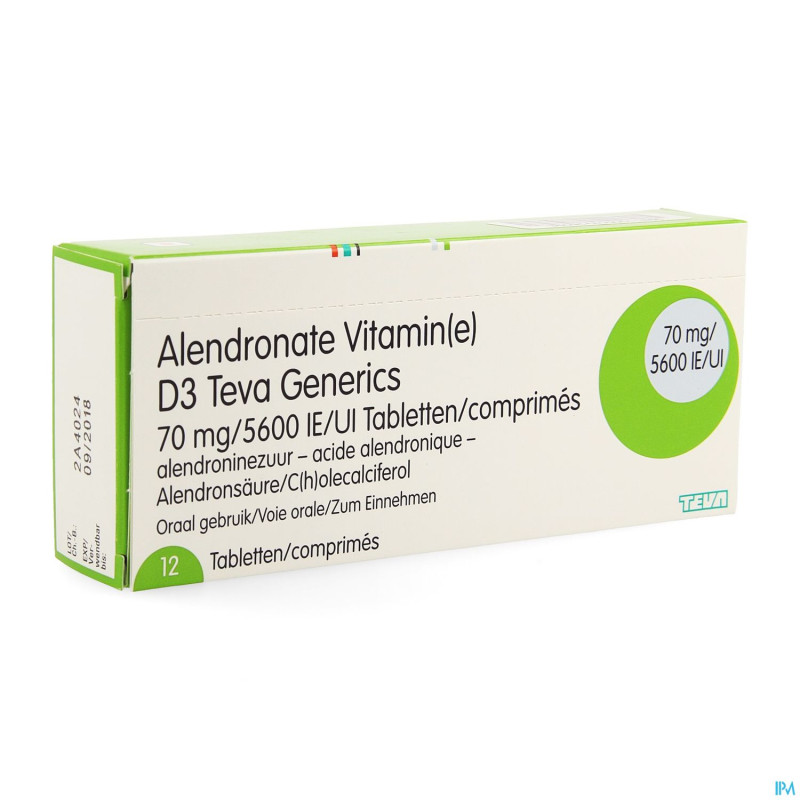 Alendronate vit d3 teva generics 70mg/5600ui 12