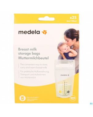 Medela sacs recueil lait maternel 180ml  25