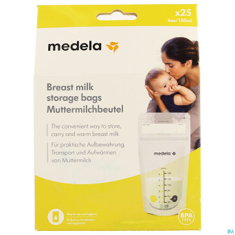Medela sacs recueil lait maternel 180ml  25