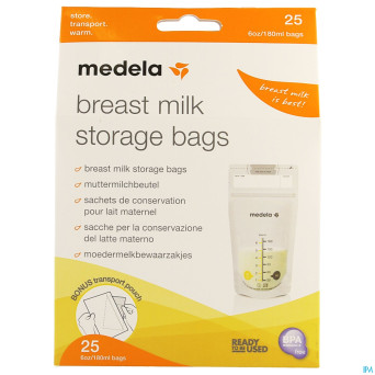 Medela sacs recueil lait maternel 180ml  25