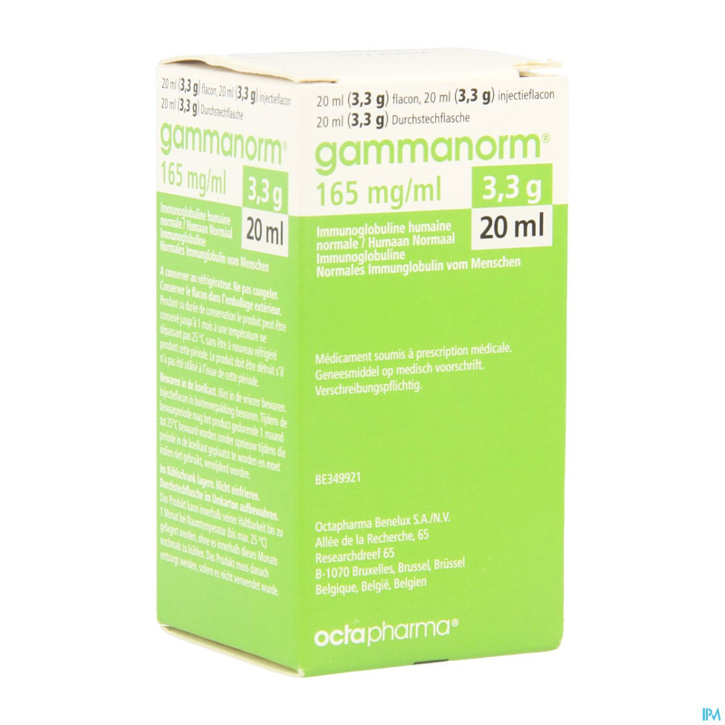 Gammanorm 165 mg/ml octapharma fl inj 20ml