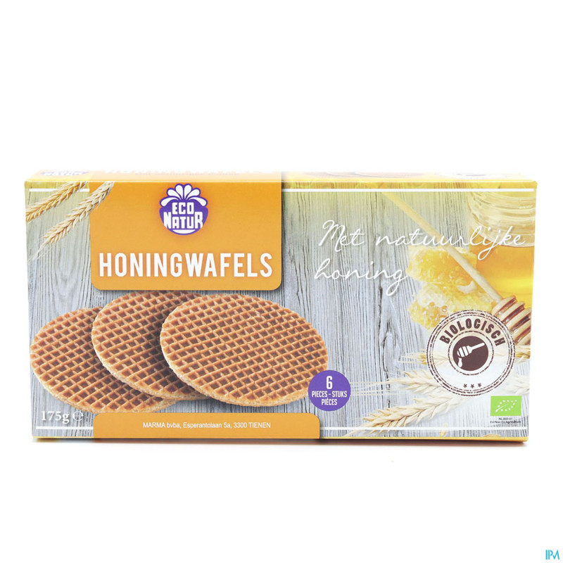 Eco natur gaufres miel  bio 6x175g