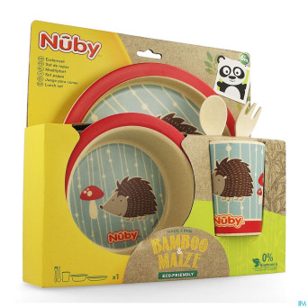 Nuby cl set repas bamboo + mais +6m rouge