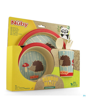 Nuby cl set repas bamboo + mais +6m rouge