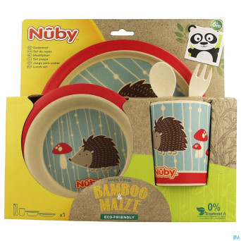 Nuby cl set repas bamboo + mais +6m rouge