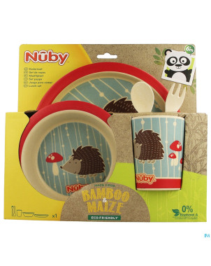 Nuby cl set repas bamboo + mais +6m rouge