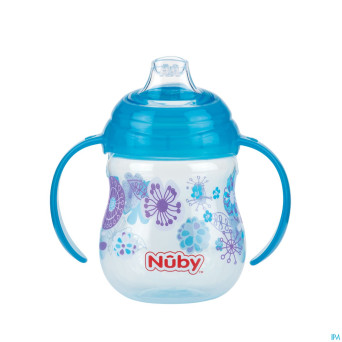 Nuby cl gobelet a/gout.easy grip design. +6m bleu