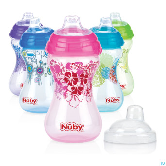 Nuby cl gobelet a/gout.easy grip design. +6m rose