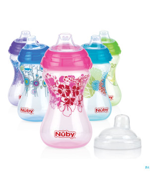 Nuby cl gobelet a/gout.easy grip design. +6m rose