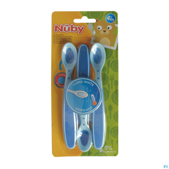 Nuby cl cuillere thermosensensible +3m bleu