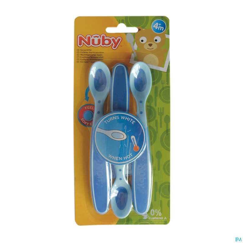 Nuby cl cuillere thermosensensible +3m bleu