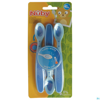 Nuby cl cuillere thermosensensible +3m bleu