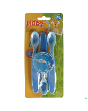 Nuby cl cuillere thermosensensible +3m bleu