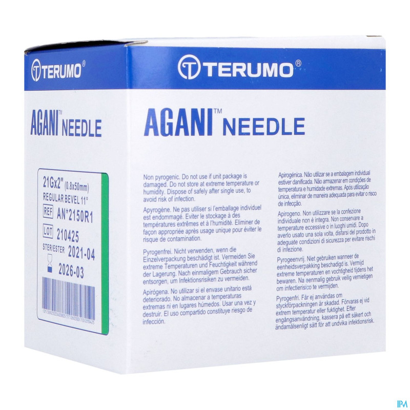 Terumo aiguille agani 21g 2 rb vert    100