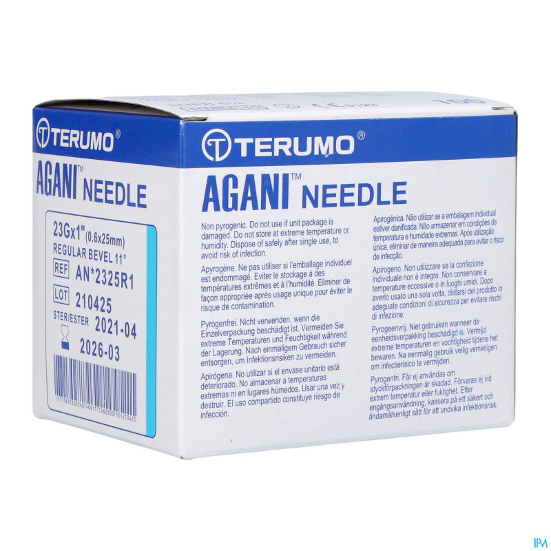 Terumo aiguille agani 23g 1 rb bleu    100