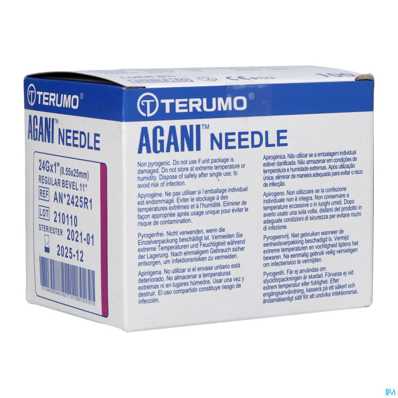 Terumo aiguille agani 24g 1 rb mauve    100