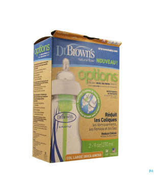 Dr brown biberon 2x270ml verre col large    escos