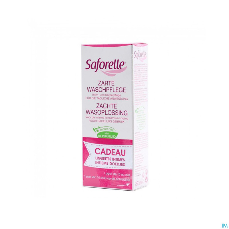 Saforelle soin lavant doux 250ml + ling. intim. 10