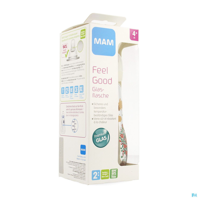 Mam biberon verre feel good 260ml unisexe