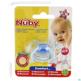 Nuby cl geo sucette ortho 6-18m bleu