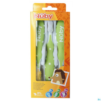 Nuby cl set brosse dents +3m blauw 3