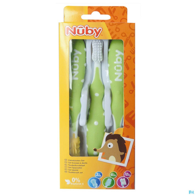 Nuby cl set brosse dents +3m blauw 3
