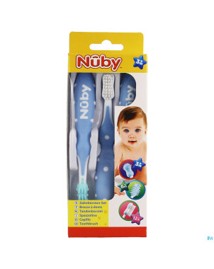 Nuby cl set brosse dents +3m blauw 3