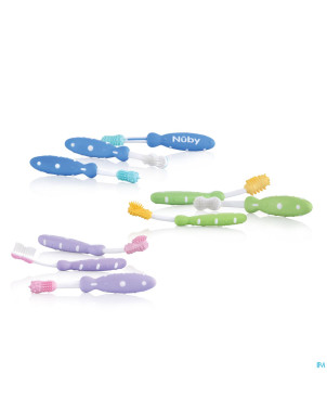 Nuby cl set brosse dents +3m blauw 3