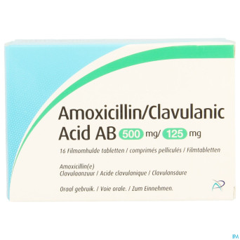 Amoxicillin clavulanic acid ab 500mg/125mg comp 16