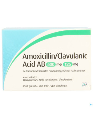 Amoxicillin clavulanic acid ab 500mg/125mg comp 16