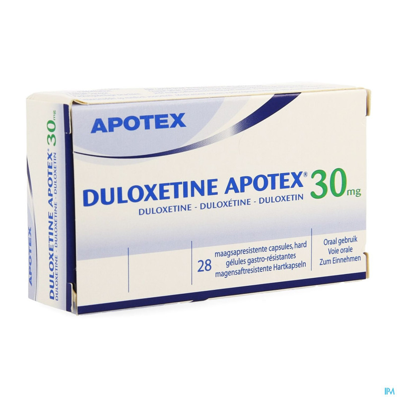 Duloxetine apotex 30mg gastroresist.  caps  28