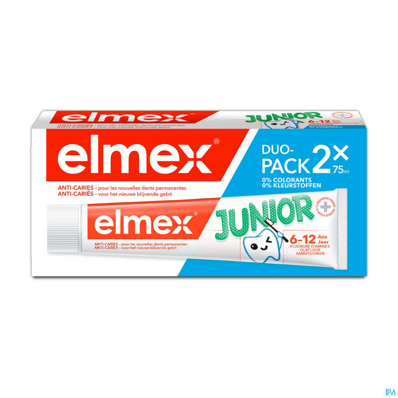 Elmex junior dentifrice 6-12ans tube 2x75ml