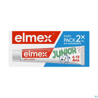 Elmex junior dentifrice 6-12ans tube 2x75ml