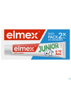Elmex junior dentifrice 6-12ans tube 2x75ml