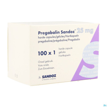 Pregabaline sandoz 25mg caps dur 100